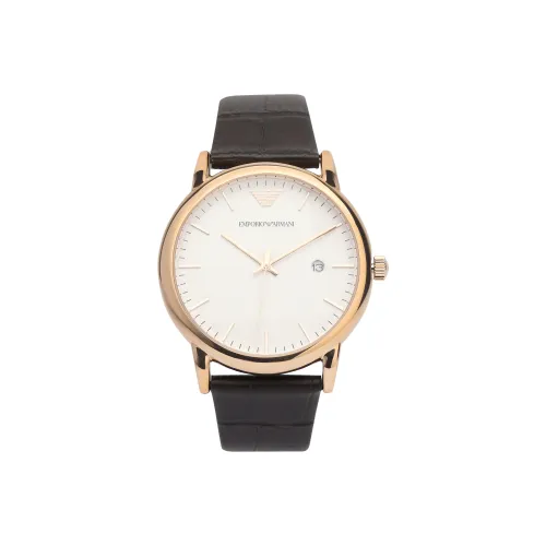 EMPORIO ARMANI Мужские часы Кварцевый механизм Кожаный ремешок Белый циферблат
