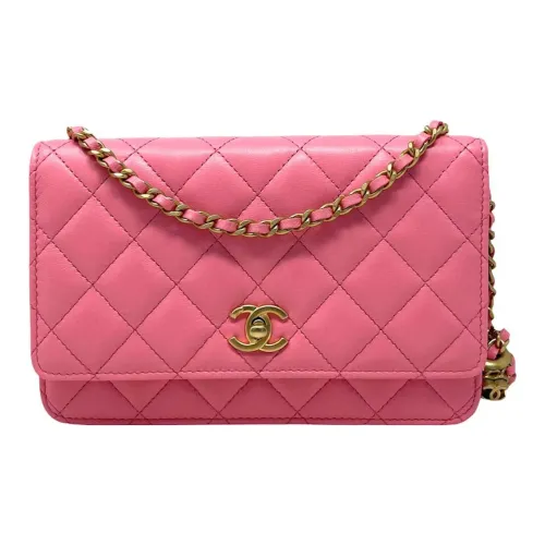 CHANEL WOC Кошелек на цепочке из овечьей шкуры сумка через плечо женская розовый