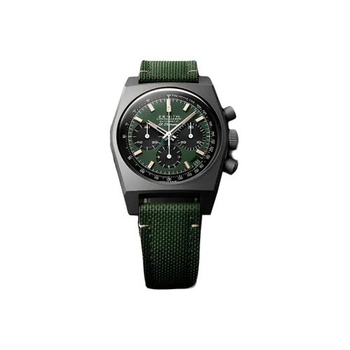 Zenith Автоматический Механический Механизм Мужские Часы Flagship Collection 37 мм Зеленые