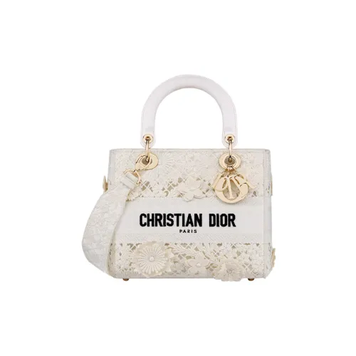 DIOR LADY D Лайт Вышивка Сумка Lady Dior Сумка через плечо Сумка Средний Women's White