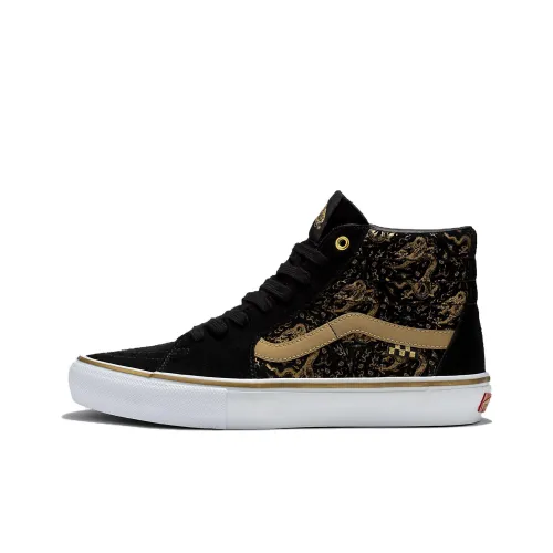 VANS SK8 Китайский Новый Год Skate High Топ Кроссовки для скейтбординга Унисекс Черный Золото Белый