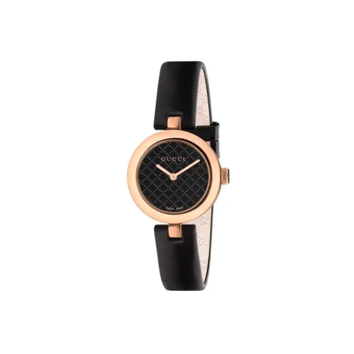 GUCCI Diamantissima Women's Watch Кварцевый механизм Кожаный ремешок Черный циферблат