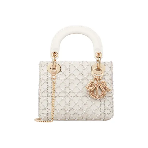 DIOR Lady Dior Сумка Lady Dior из коровьей кожи сумка через плечо мини-сумка женская молочно-белая