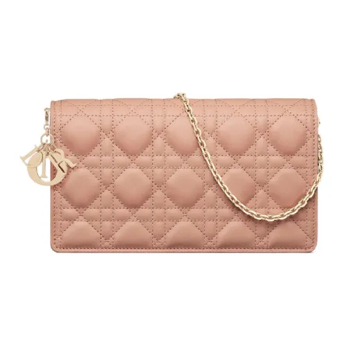 DIOR Lady Dior Lambskin Crossbody Clutch Women's Pink