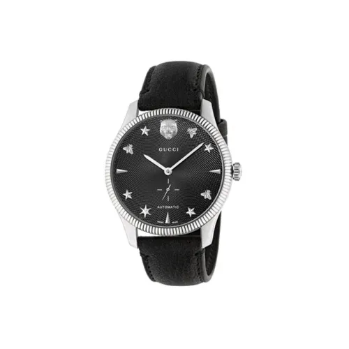 GUCCI G Timeless Collection Мужские часы Автоматический механический механизм Кожаный ремешок 40 мм Черный циферблат