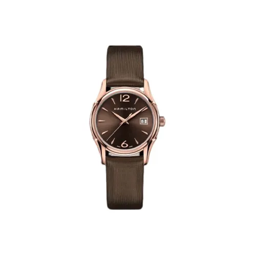 HAMILTON Jazz Series Кварцевый механизм Женские часы 34 мм Кофейный циферблат Корпус из нержавеющей стали Сатиновый ремешок