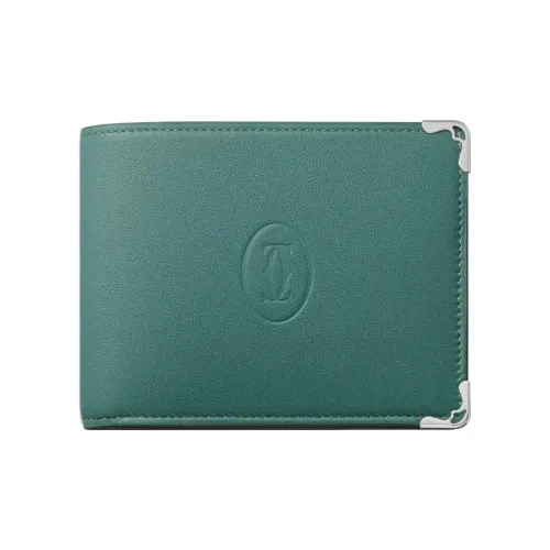 Cartier Бумажник Стандартного Размера С Клапаном, Double C De Cartier Телячья Кожа Цвета Авантюрина, Палладиевая Отделка