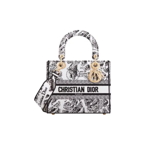 DIOR LADY D Лайт Вышивка Сумка Lady Dior Сумка через плечо Сумка Средний Women's White