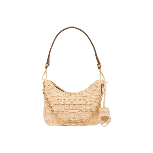 PRADA RE Edition Солома And Прутья ивы Сумка на плечо Женские Коричневый Натуральный