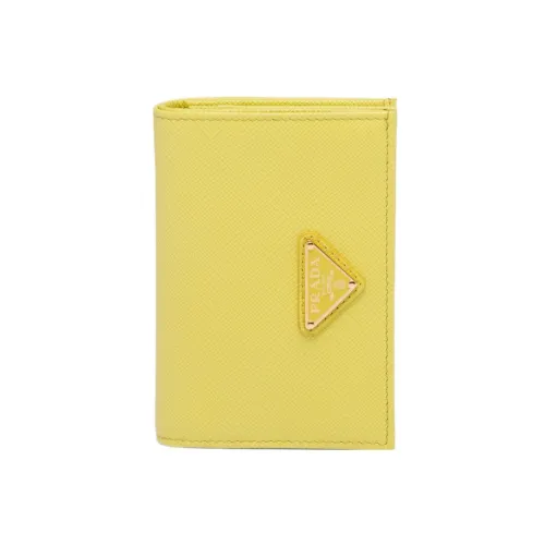 PRADA Saffiano кожа держатель для карт кошелек маленький женский желтый