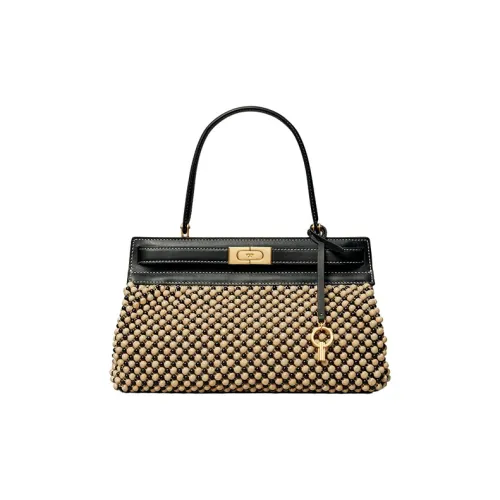 TORY BURCH Lee Radziwill Натуральная кожа комбинированная плетеная сумка через плечо сумка маленькая женская черная