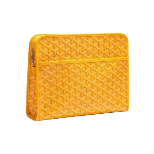 GOYARD JOUVENCE Телячья кожа Холст Хранение Сумка Клатч Туалетная сумка Большая Унисекс Желтая