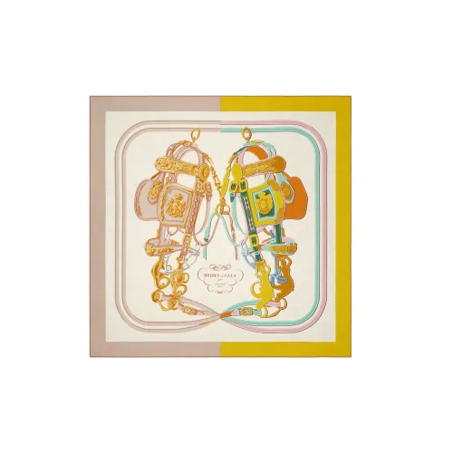 HERMES Brides de Gala Кашемир Шали Светло-янтарный/Желтый Женские