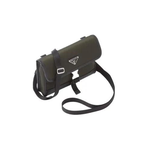 PRADA Переработанный нейлон с кожей Saffiano Сумка через плечо Чехол для телефона Стандартный Мужской Зеленый