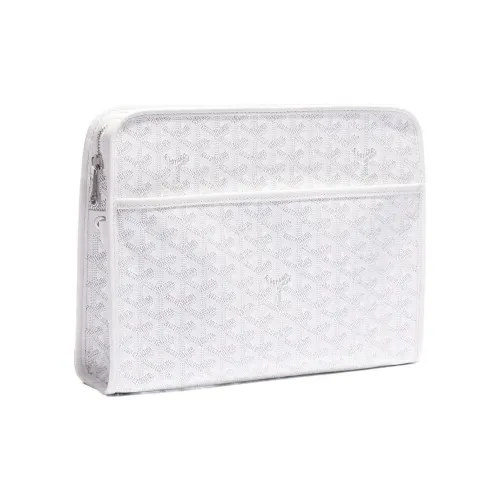 GOYARD JOUVENCE Телячья кожа Холст Хранение Сумка Клатч Туалетная сумка Большая Унисекс Белая