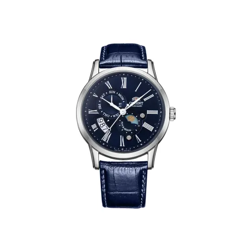ORIENT Sun Moon Collection Автоматический Механический Механизм Кожаный Ремешок Часы 43 мм Мужские Часы
