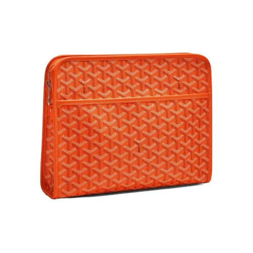 GOYARD JOUVENCE Телячья кожа Холст Хранение Сумка Клатч Туалетная сумка Большая Унисекс Оранжевая