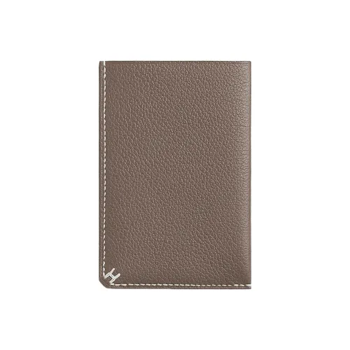 HERMES Телячья кожа Держатель для карт Унисекс 18 слонов серый цвет