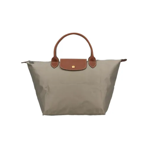 LONGCHAMP Le Pliage Корова Кожа Комбинированная Сумка-тоут Сумка для покупок Сумка-пельмени Сумка среднего размера Женская Серого цвета