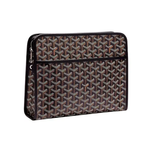 GOYARD JOUVENCE Телячья кожа Холст Хранение Сумка Клатч Туалетная сумка Большая Унисекс Черная