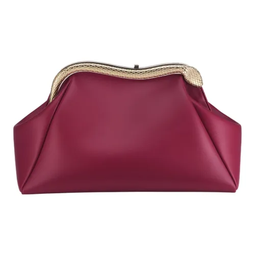 BVLGARI Serpentine Телячья кожа Клатч Средний Женский Бордовый