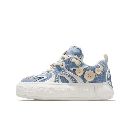 Кроссовки для скейтбординга Button Shoes, низкие, светлый синий/белый, унисекс