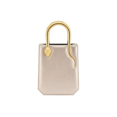 BVLGARI Serpentine Телячья кожа Сумка-тоут Сумка для покупок Сумка через плечо Сумка мини Женская Светло-золотая