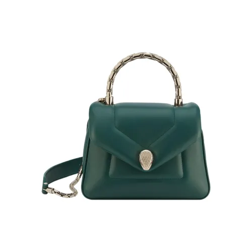 BVLGARI Serpenti Reverse Телячья кожа Сумка через плечо Сумка Маленькая Женская Зеленая