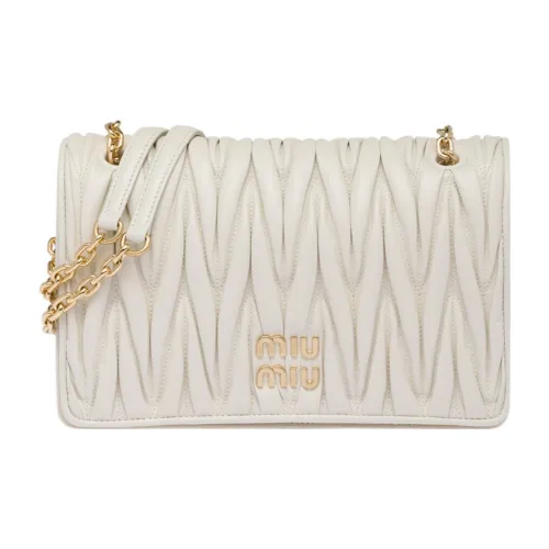 MIU MIU Matelassé Мягкий Овца Кожа Сумка через плечо Сумка на плечо Женская Белая