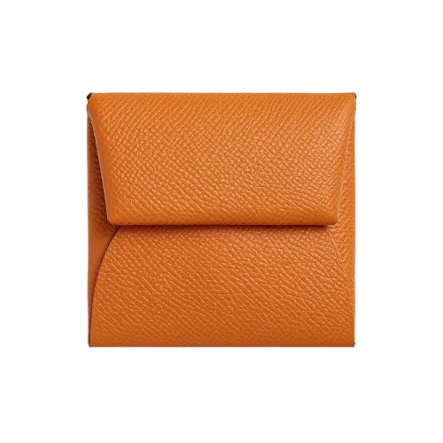HERMES Bastia Epsom Телячья кожа Монета Кошелек Кошелек Женские I9 Абрикос
