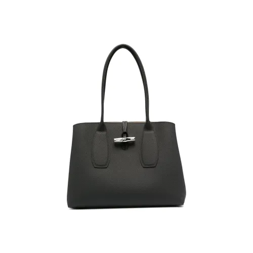 LONGCHAMP Roseau Сумка из коровьей кожи с текстурой "галька" через плечо женская черная