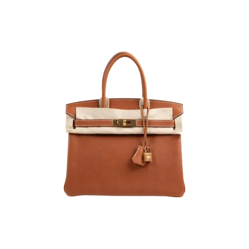 HERMES Birkin Fubao Седло Кожа Сумка Birkin Сумка Женская 34 Fauve Светлый Рыжевато-коричневый