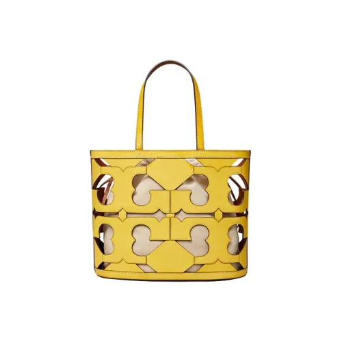 TORY BURCH Кожа Cut Out Сумка Тоут Сумка Сумка для покупок Сумка Маленькая Женская Желтая