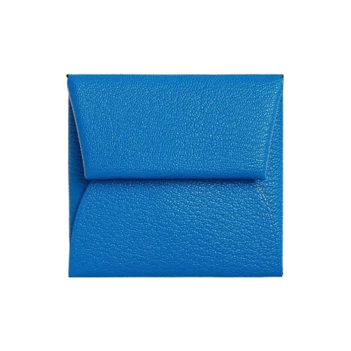 HERMES Bastia Mysore Шевро Кошелек Женские T7 BLEU Hydra Аква-синий