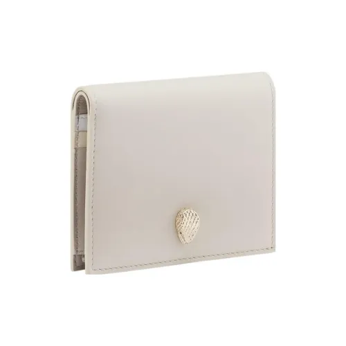 BVLGARI Serpenti Forever Бумажник Двойного Сложения Застежка-кнопка В Виде Змеиной Головы Из Латуни С Покрытием Из Светлого Золота