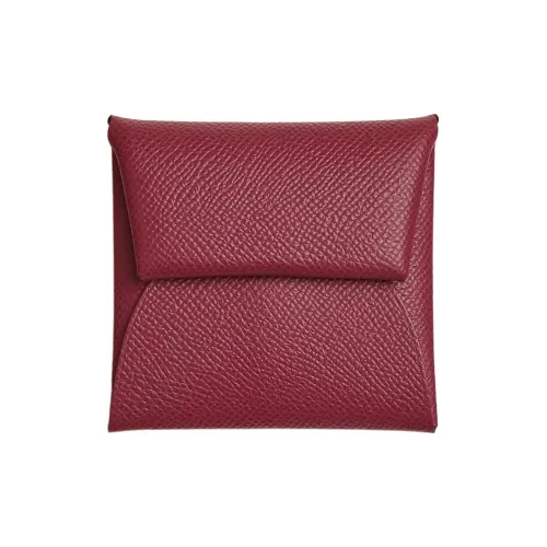 HERMES Bastia Эпсомская кожа Кошелек для монет Женские B5 Рубисный камень Красный
