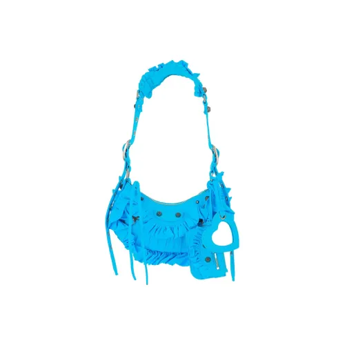 Balenciaga Le Cagole Полиамид Полумесяц Сумка Портативная Сумка через плечо Мини Женский Светло-Синий