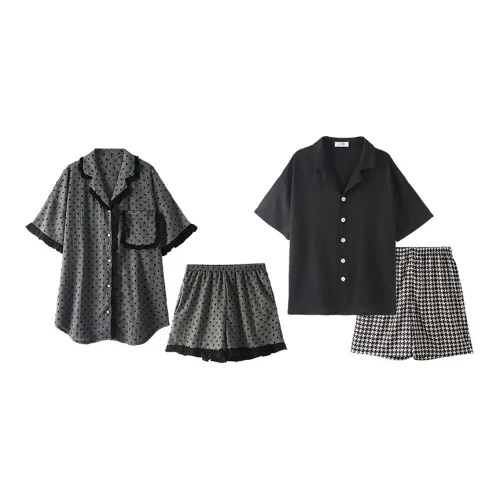 Chun Xi Премиум серый + Чисто черный Одежда для пары Унисекс Пижамные комплекты