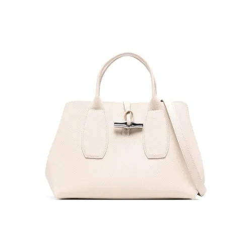 LONGCHAMP Roseau Коровья кожа Сумка через плечо Сумка среднего размера Женская Бумажно-белая