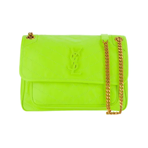 SAINT LAURENT Niki Lambskin Сумка через плечо Средняя Женская Неоновый зеленый