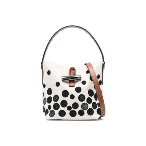 LONGCHAMP Roseau Essential Коровья кожа Ведрообразная сумка Сумка Сумка через плечо Сумка через плечо Маленькая Женская Белая и Черная