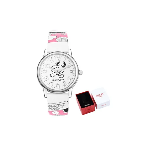 SNOOPY Кварцевый механизм Искусственная кожа Ремешок Часы Унисекс Белый циферблат SNW782EC