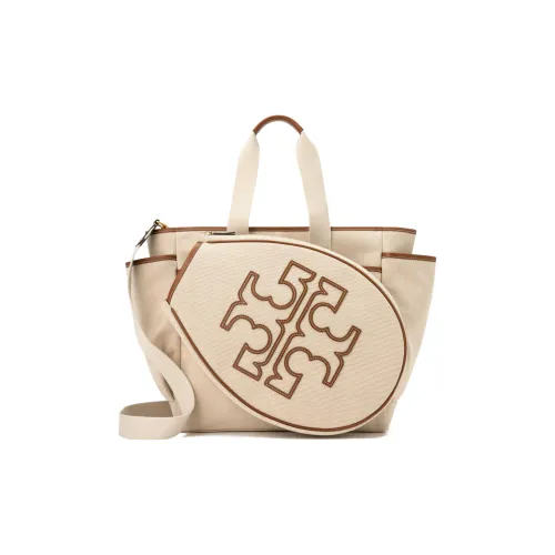 TORY BURCH Холст Тоут Сумка Сумка для покупок Холст Сумка Сумка через плечо Большая Женская Светло-коричневая