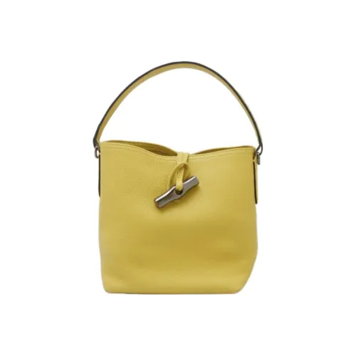 LONGCHAMP Roseau Коровья кожа Ведрообразная сумка Сумка через плечо Маленькая Женская Желтая