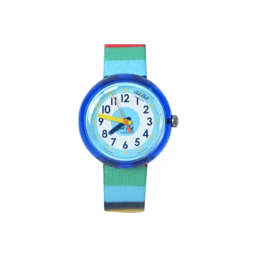 SWATCH Flik Flak Feifei Series Кварцевый механизм Унисекс Часы 34 мм Синий циферблат Пластиковый корпус Часы Силиконовый ремешок