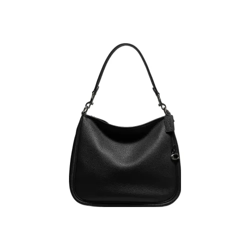 COACH Cary Пескоструйная кожа Плечевая сумка Женская Черная