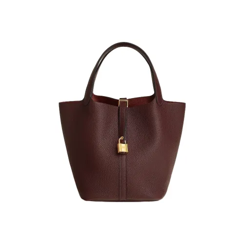 HERMES Коровья кожа Ведрообразная сумка Женская сумка 0G Руж Сельер Седло Красный