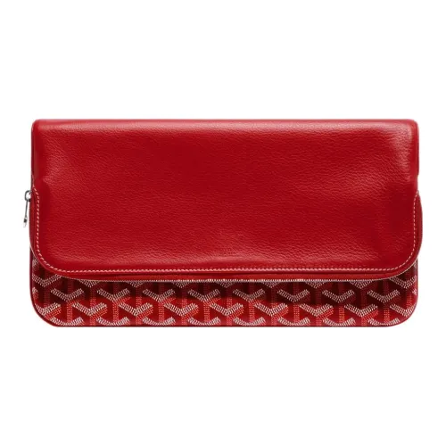 GOYARD Sainte Marie Canvas Leather Clutch Medium Unisex Red GOYARD Sainte Marie Холст Кожа Клатч Средний Унисекс Красный