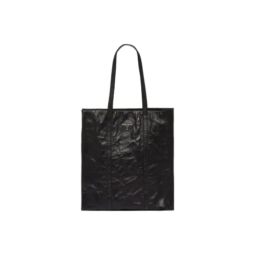 PRADA Мягкий овца кожа тоут сумка сумка для покупок сумка через плечо сумка среднего размера женская черная