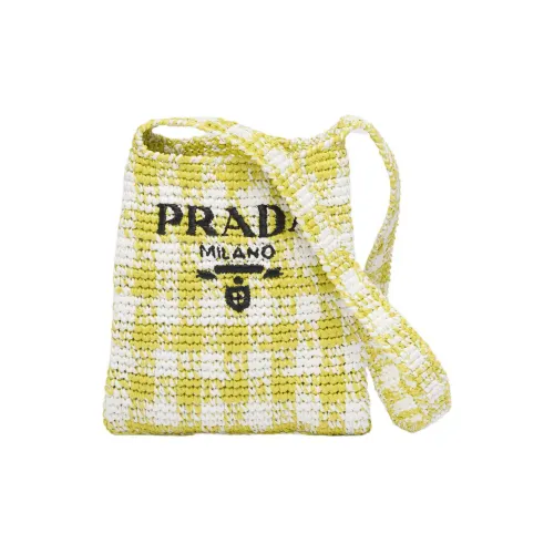 PRADA Солома Прутья ивы And Рафия Сумка через плечо Сумка Женские Помело Зеленый